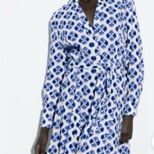 Zara Blue and White Floral Dress